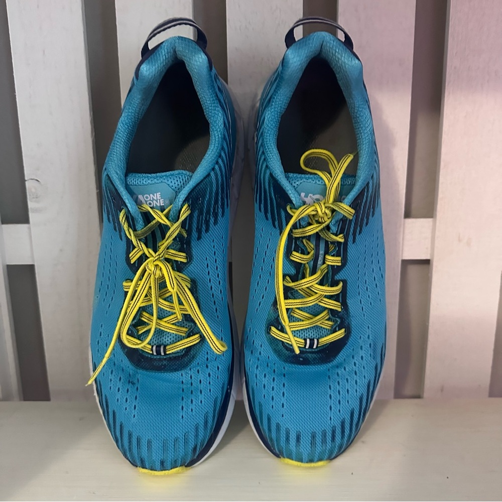 HOKA One One Running Shoes Blue Yellow Mens 12.5 Athletic Sneakers - Picture 11 of 14